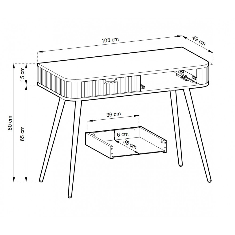 Стол туалетный Perfect Home Зова/Zova с 2 ящиками и золотыми ножками T103 Белый (PFH-091299)