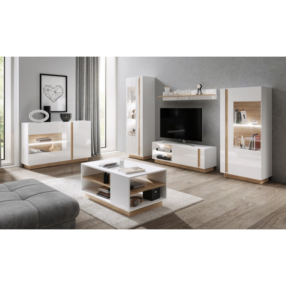 Полка Perfect Home Арко / Arco 138 Белый глянец/дуб грандсон (PFH-091039)
