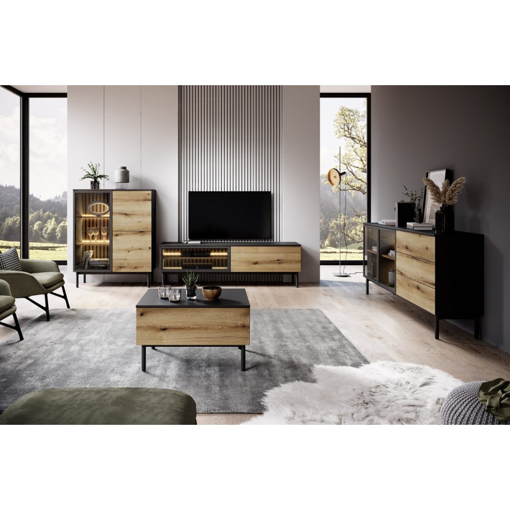 Стіл журнальний Perfect Home Ланг / Lang 1S Чорний/дуб евок (PFH-091147)