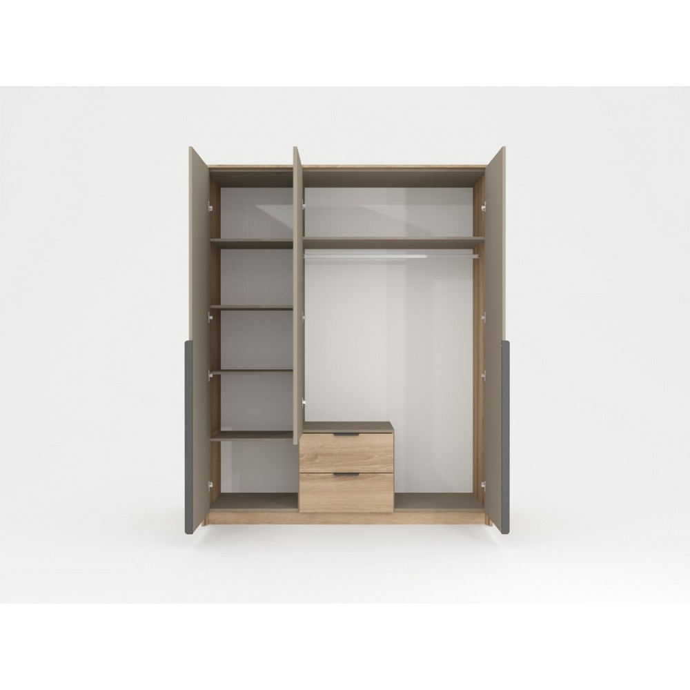 Шкаф для одежды Perfect Home Летто / Letto 3D2S/165 3-дверный Дуб терра темный/серый каменный (PFH-092040)