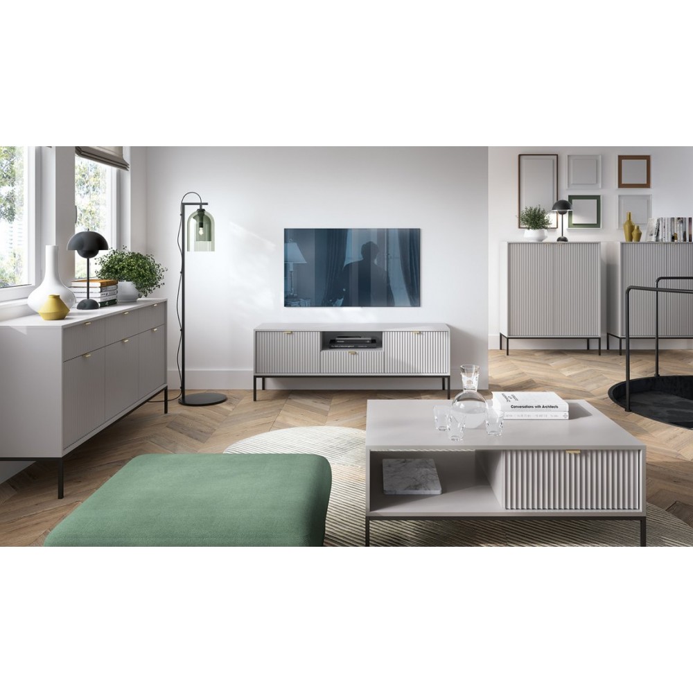 Стіл журнальний Perfect Home Нова / Nova з 2 шухлядами та чорними ніжками L104 Сірий (PFH-091250)