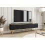 Тумба під телевізор Perfect Home Оро / Oro 3-дверна з золотими ніжками RTV175 Чорний мармур роял (PFH-091322)