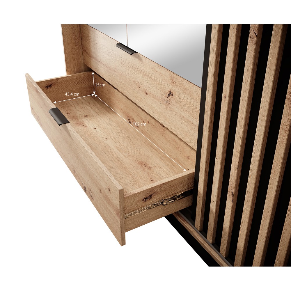 Шкаф полукупе Perfect Home Талли / Tally 4-дверный с зеркалом 4D2S/220 Дуб артизан/антрацит (PFH-091097)