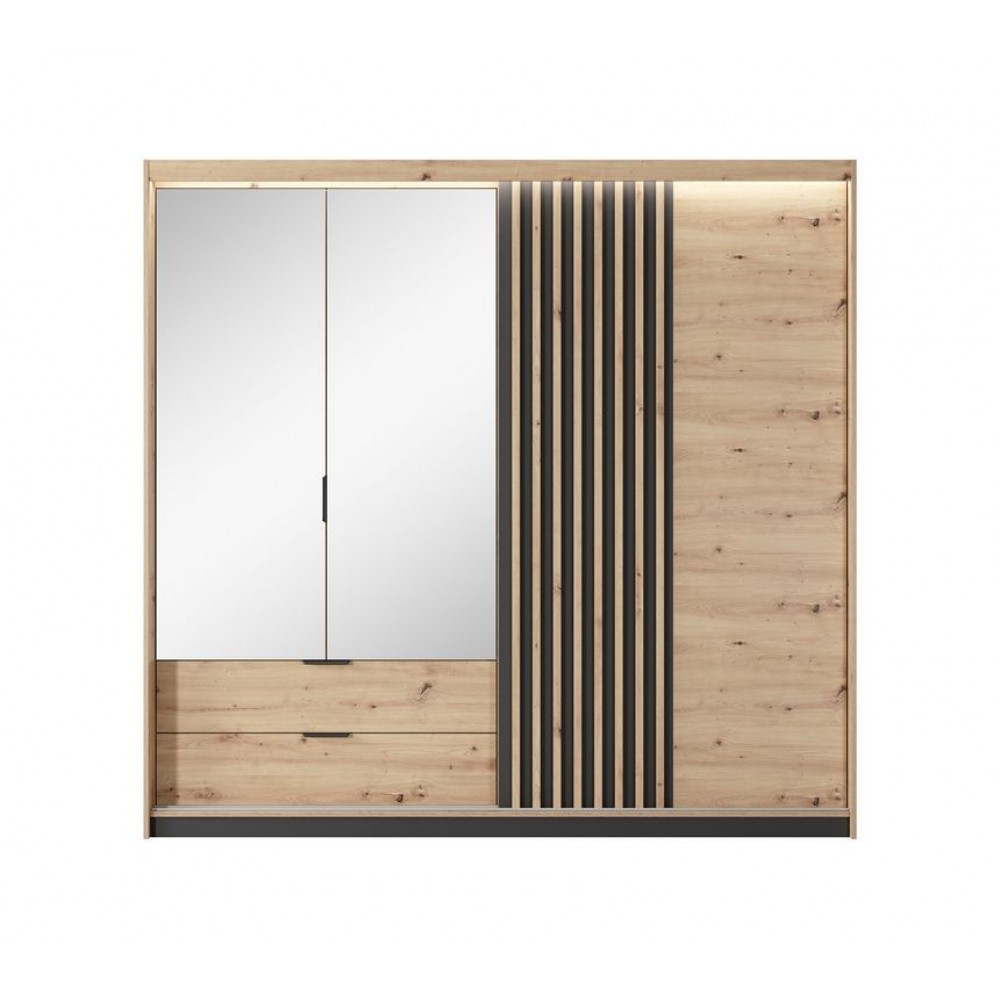 Шкаф полукупе Perfect Home Талли / Tally 4-дверный с зеркалом 4D2S/220 Дуб артизан/антрацит (PFH-091097)