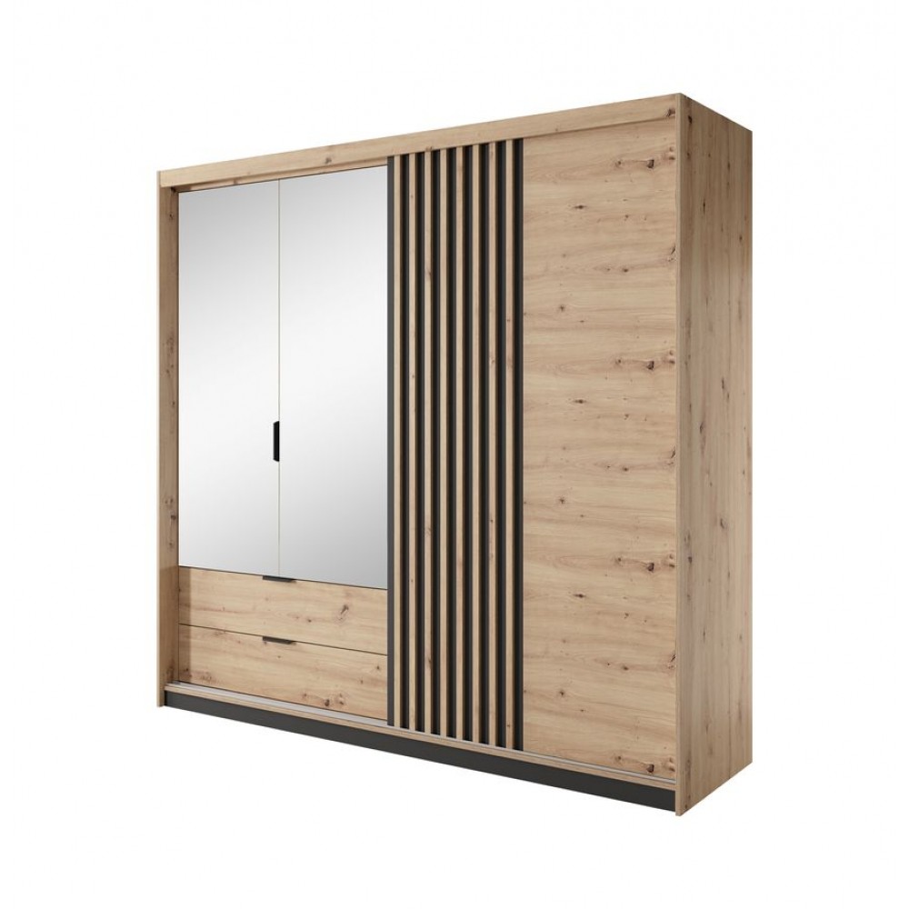 Шкаф полукупе Perfect Home Талли / Tally 4-дверный с зеркалом 4D2S/220 Дуб артизан/антрацит (PFH-091097)