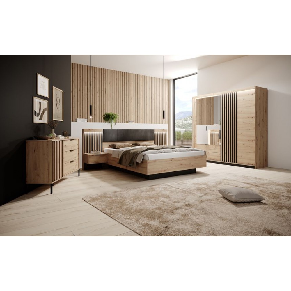 Шкаф полукупе Perfect Home Талли / Tally 4-дверный с зеркалом 4D2S/220 Дуб артизан/антрацит (PFH-091097)