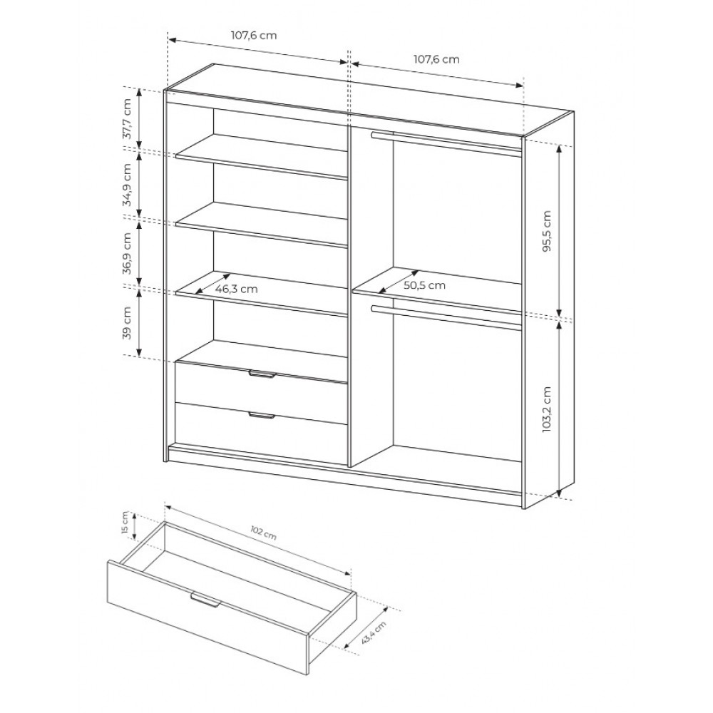 Шкаф полукупе Perfect Home Талли / Tally 4-дверный с зеркалом 4D2S/220 Дуб артизан/антрацит (PFH-091097)