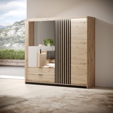 Шафа напівкупе для одягу Perfect Home Таллі / Tally 4-дверна з дзеркалом 4D2S/220 Дуб артизан/антрацит (PFH-091097)