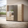 Шкаф полукупе Perfect Home Талли / Tally 4-дверный с зеркалом 4D2S/220 Дуб артизан/антрацит (PFH-091097)