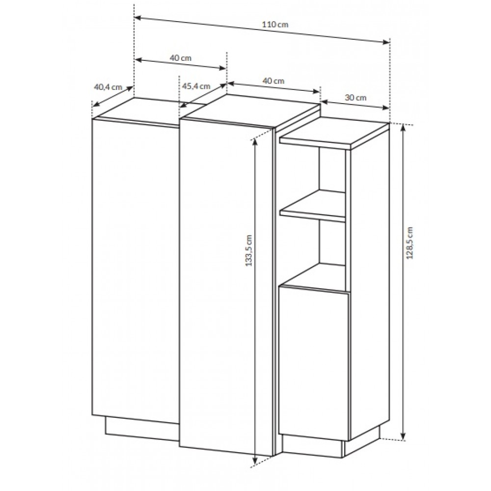 Комод Perfect Home 3Д / 3D 3-дверный 3D/110 Белый/дуб золотой крафт (PFH-091042)