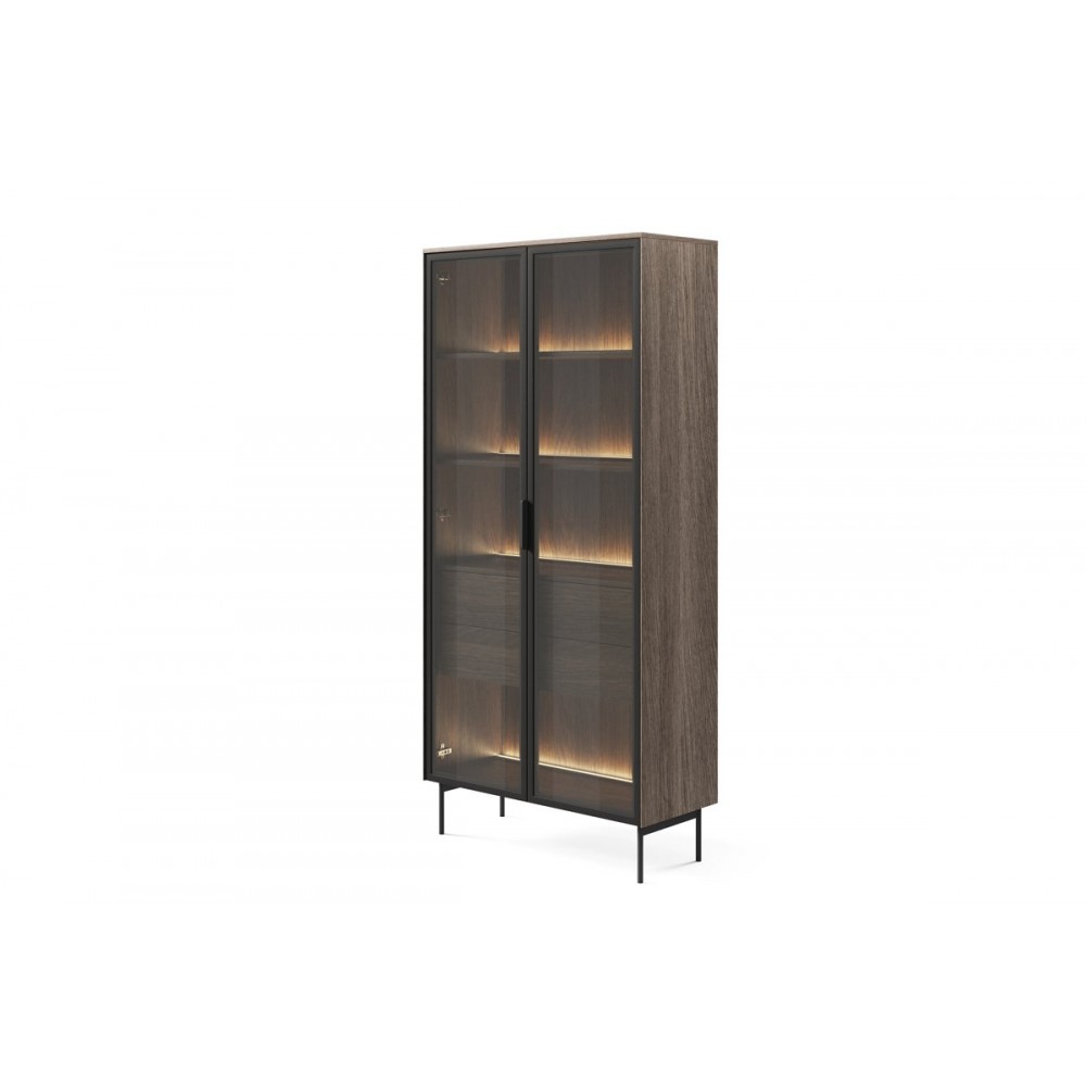 Витрина высокая с подсветкой Perfect Home Луми / Lumi 2D2S/91 2-дверная с 2 ящиками Дуб Дунин (PFH-091381)
