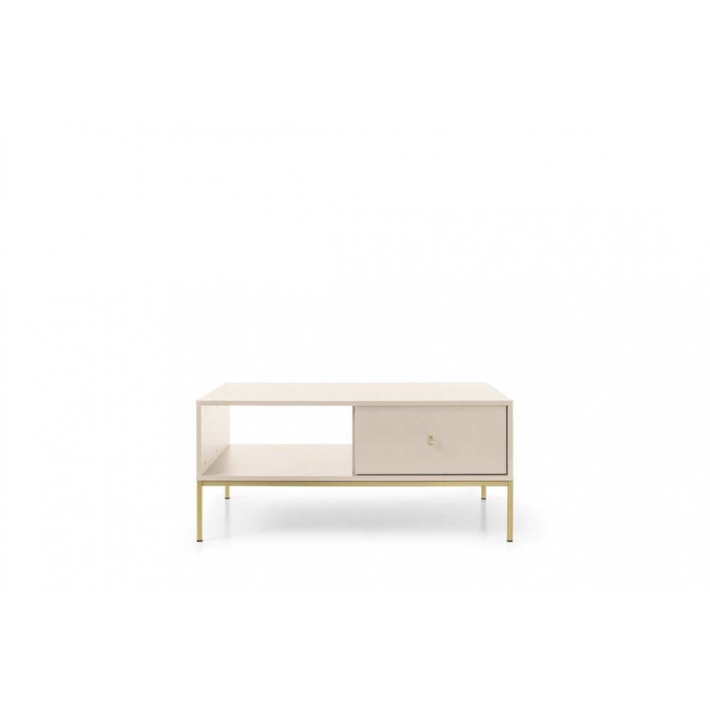 Стіл журнальний Perfect Home Моно / Mono з 2 шухлядами та золотими ніжками ML104 Беж пісочний (PFH-091211)