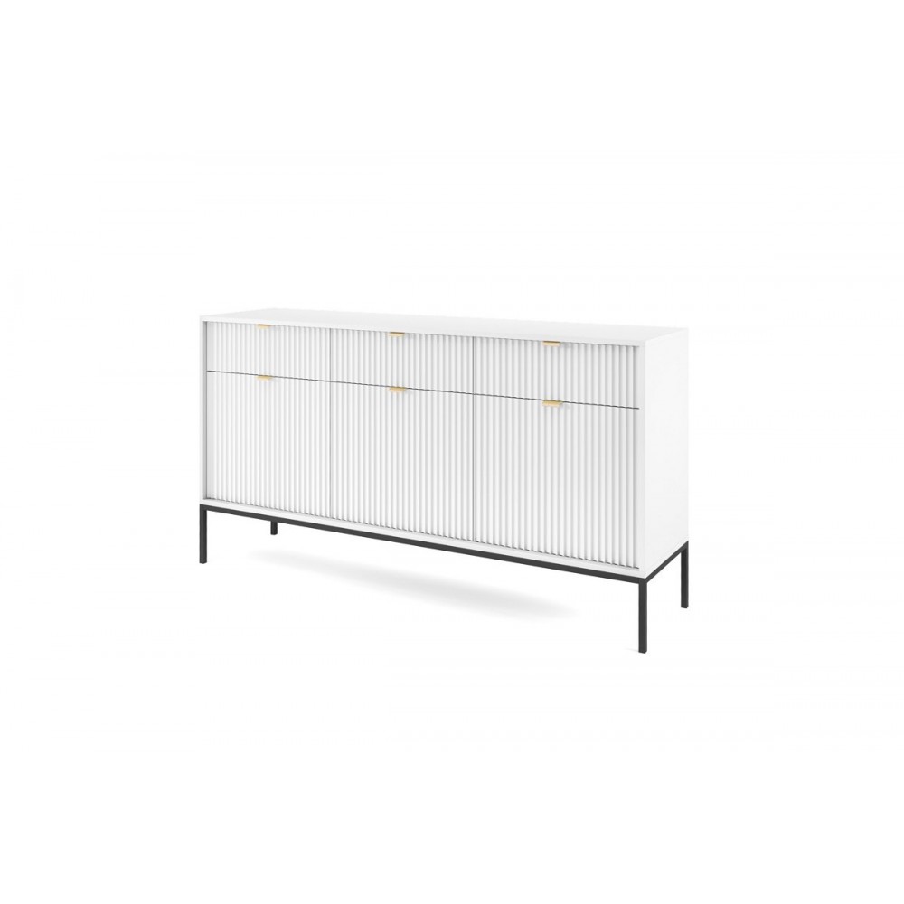 Комод Perfect Home Новая/Nova 3-дверный с 3 ящиками и черными ножками KSZ154 Белый (PFH-091240)