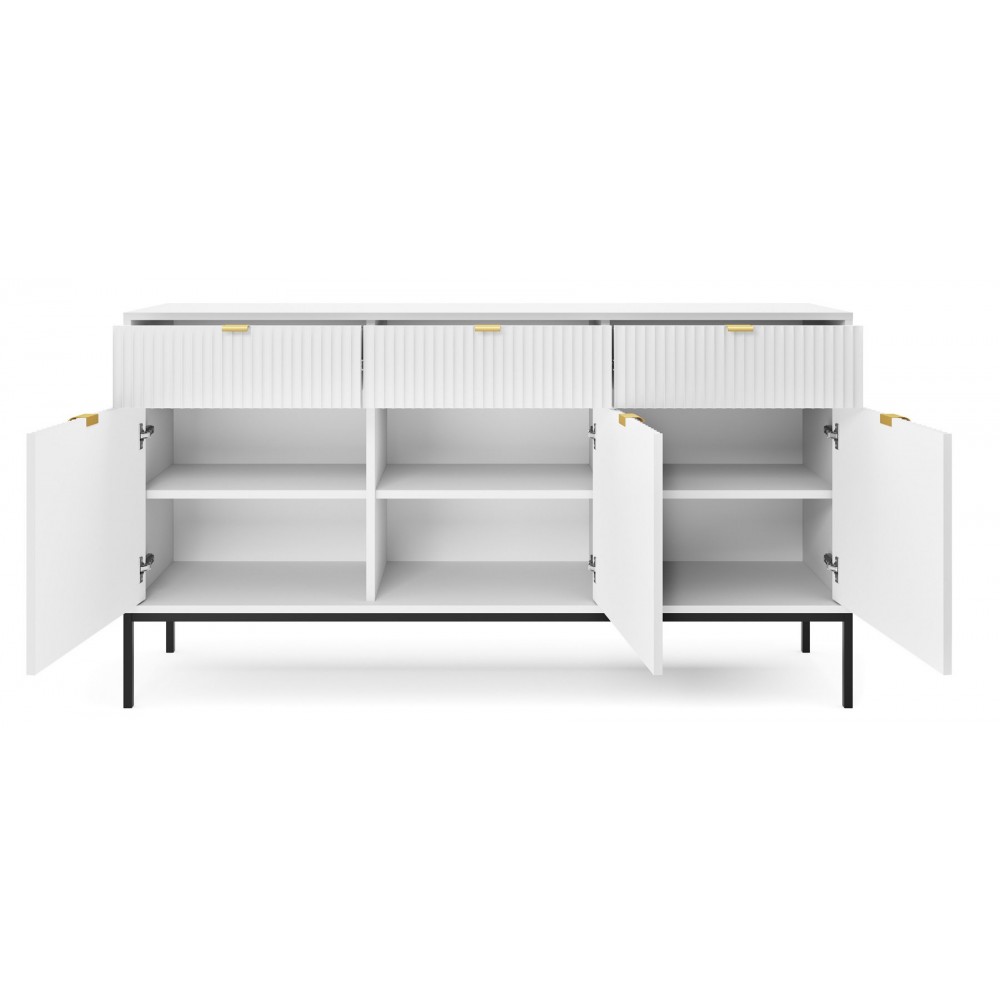 Комод Perfect Home Новая/Nova 3-дверный с 3 ящиками и черными ножками KSZ154 Белый (PFH-091240)