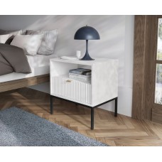 Тумба приліжкова Perfect Home Нова / Nova з 1 шухлядою і чорними ніжками S54 Білий (PFH-091260)
