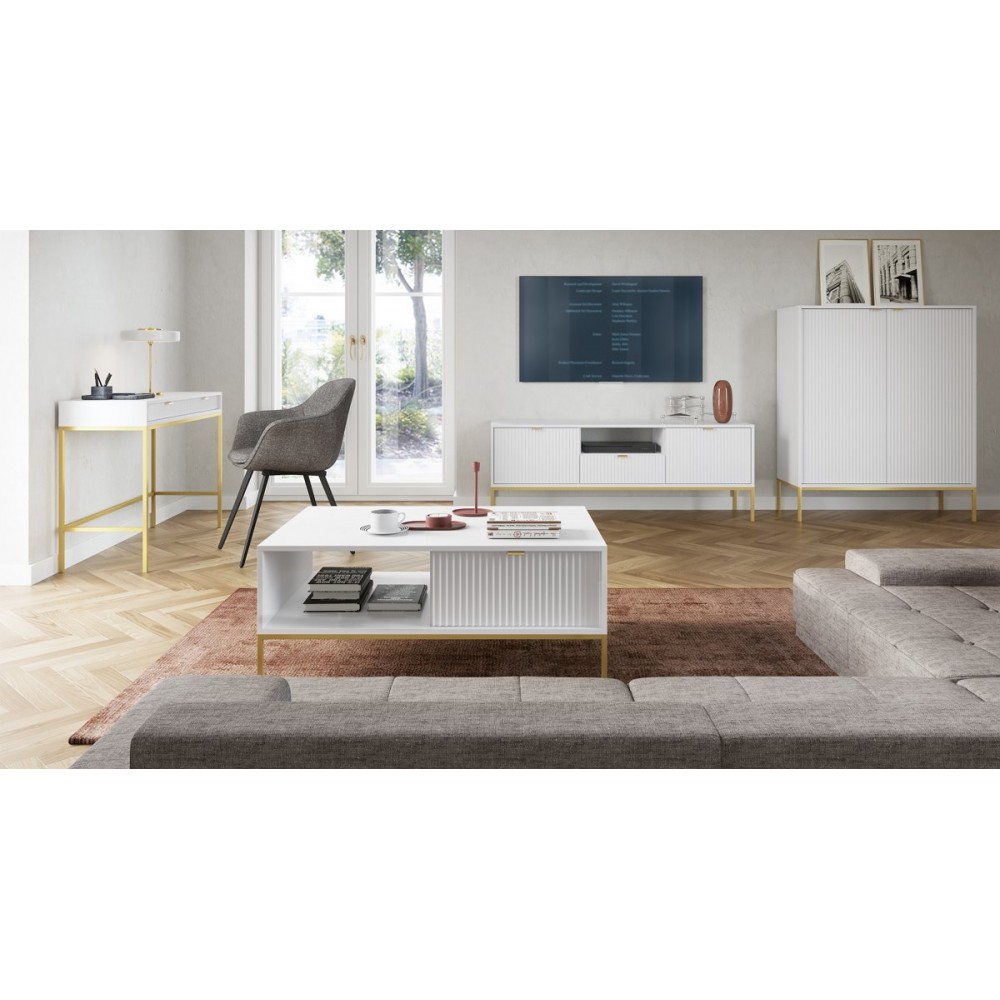 Стол туалетный Perfect Home Новая/Nova с 2 ящиками и золотыми ножками T104 Белый (PFH-091267)