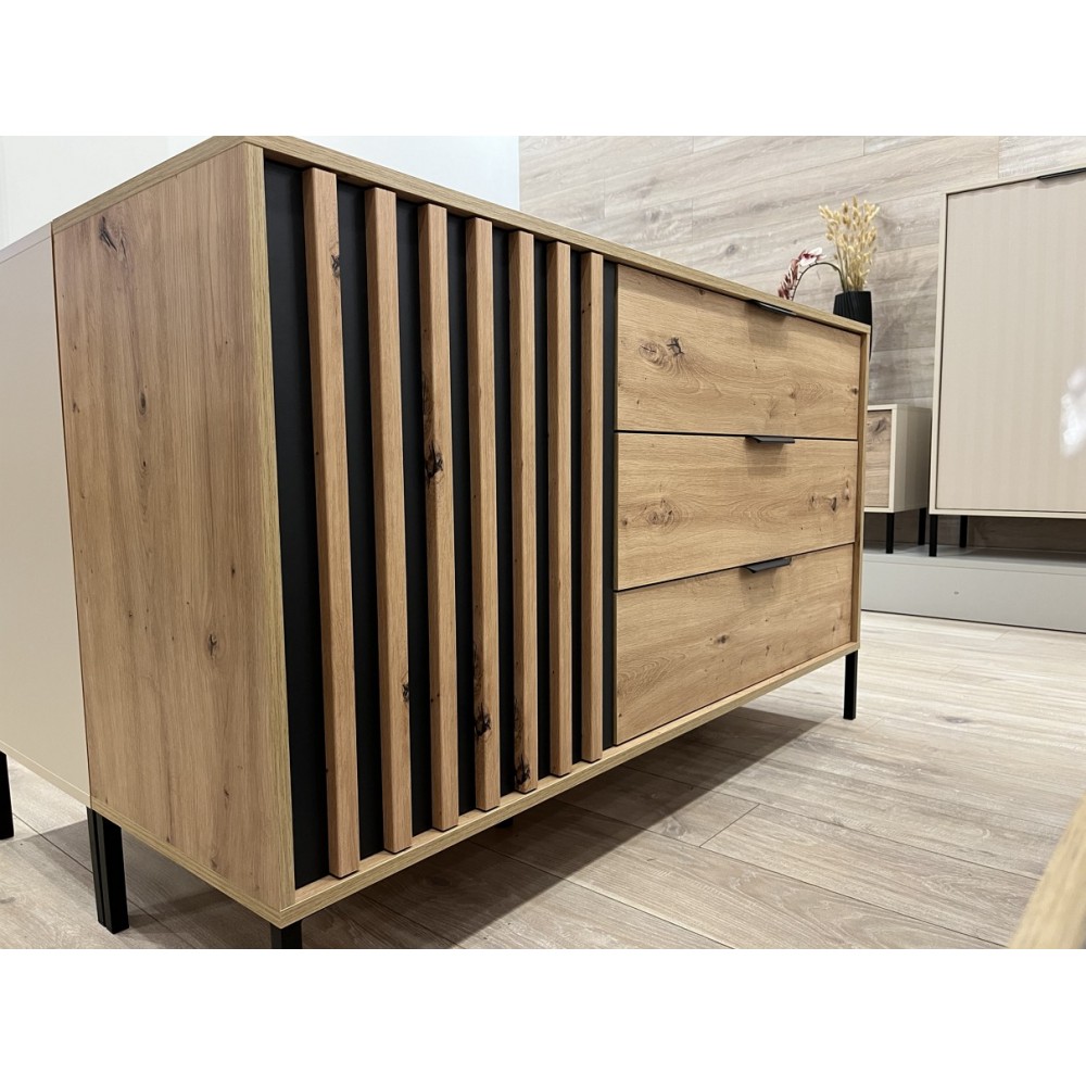 Комод Perfect Home Талли / Tally 1-дверный с 3 ящиками 1D3S/138 Дуб артизан/антрацит (PFH-091096)