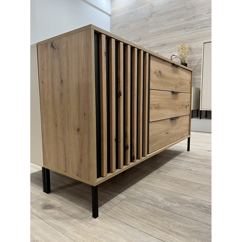 Комод Perfect Home Талли / Tally 1-дверный с 3 ящиками 1D3S/138 Дуб артизан/антрацит (PFH-091096)