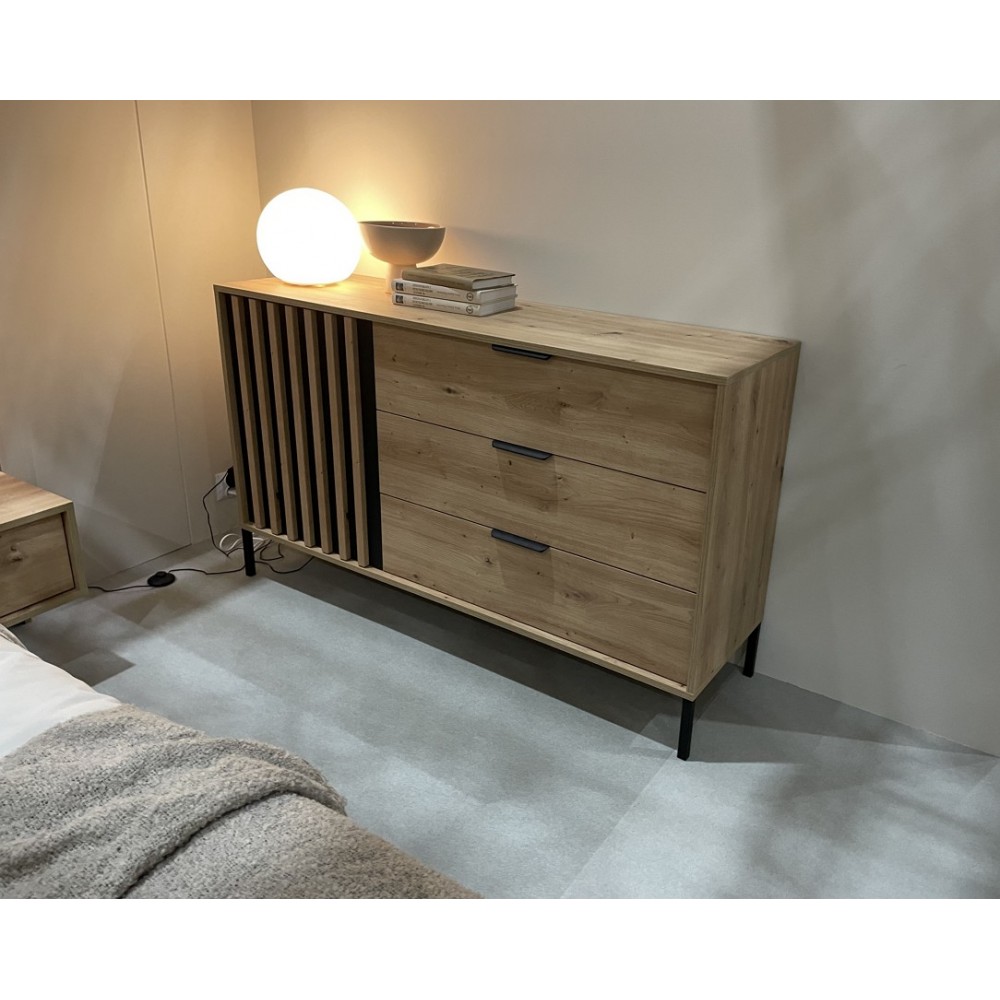 Комод Perfect Home Талли / Tally 1-дверный с 3 ящиками 1D3S/138 Дуб артизан/антрацит (PFH-091096)