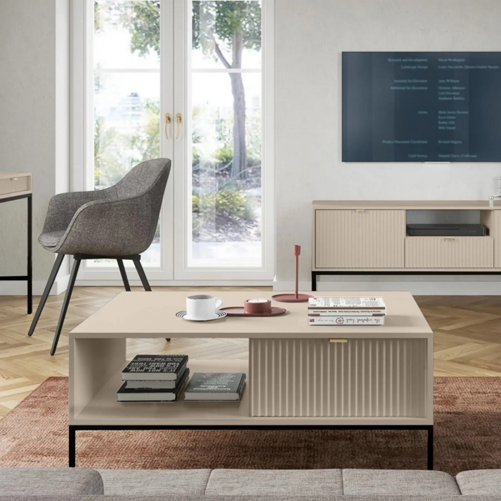 Стол журнальный Perfect Home Новая/Nova с 2 ящиками и черными ножками L104 Кашемир (PFH-091253)