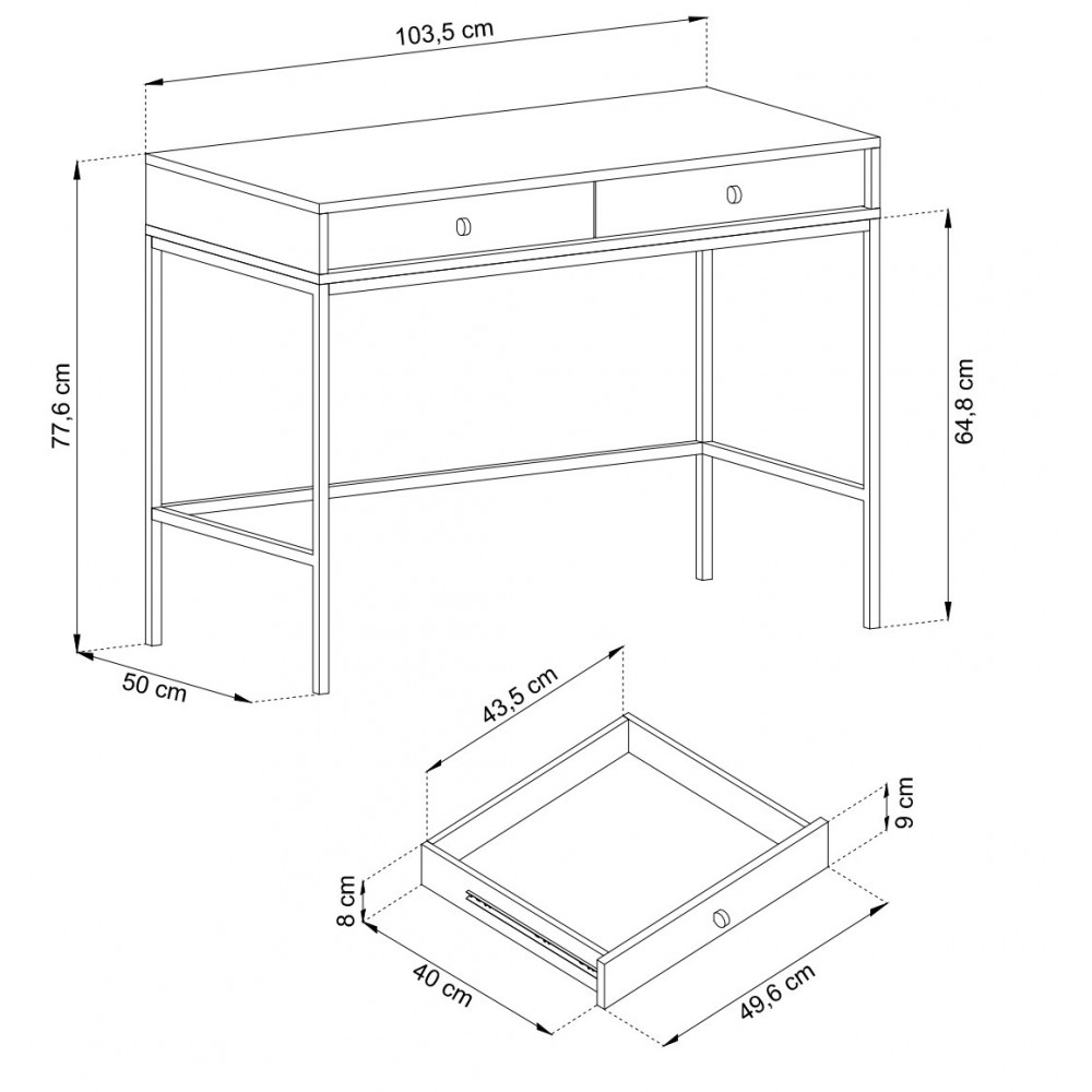 Стол туалетный Perfect Home Моно/Mono с 2 ящиками и золотыми ножками MT104 Кашемир (PFH-091723)