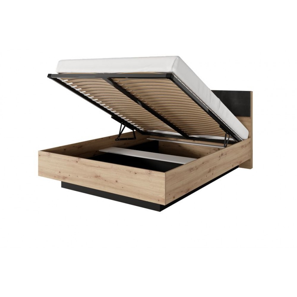 Ліжко (каркас) Perfect Home Таллі / Tally 160 з м'яким ізголів'ям двоспальне Дуб артизан/антрацит (PFH-091099)