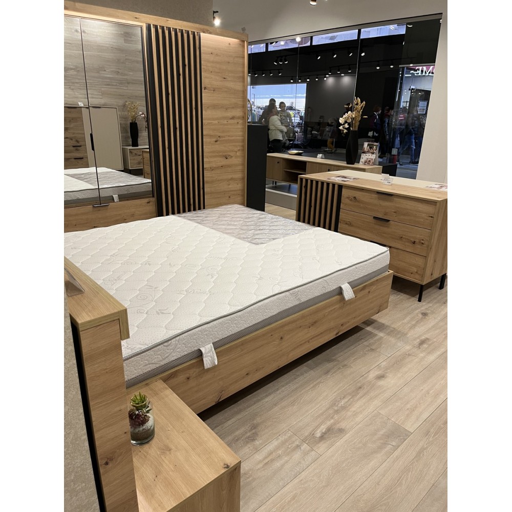 Ліжко (каркас) Perfect Home Таллі / Tally 160 з м'яким ізголів'ям двоспальне Дуб артизан/антрацит (PFH-091099)