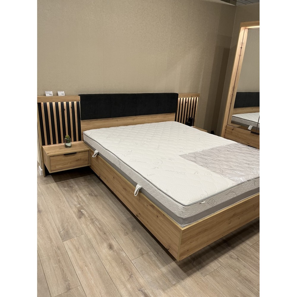 Ліжко (каркас) Perfect Home Таллі / Tally 160 з м'яким ізголів'ям двоспальне Дуб артизан/антрацит (PFH-091099)