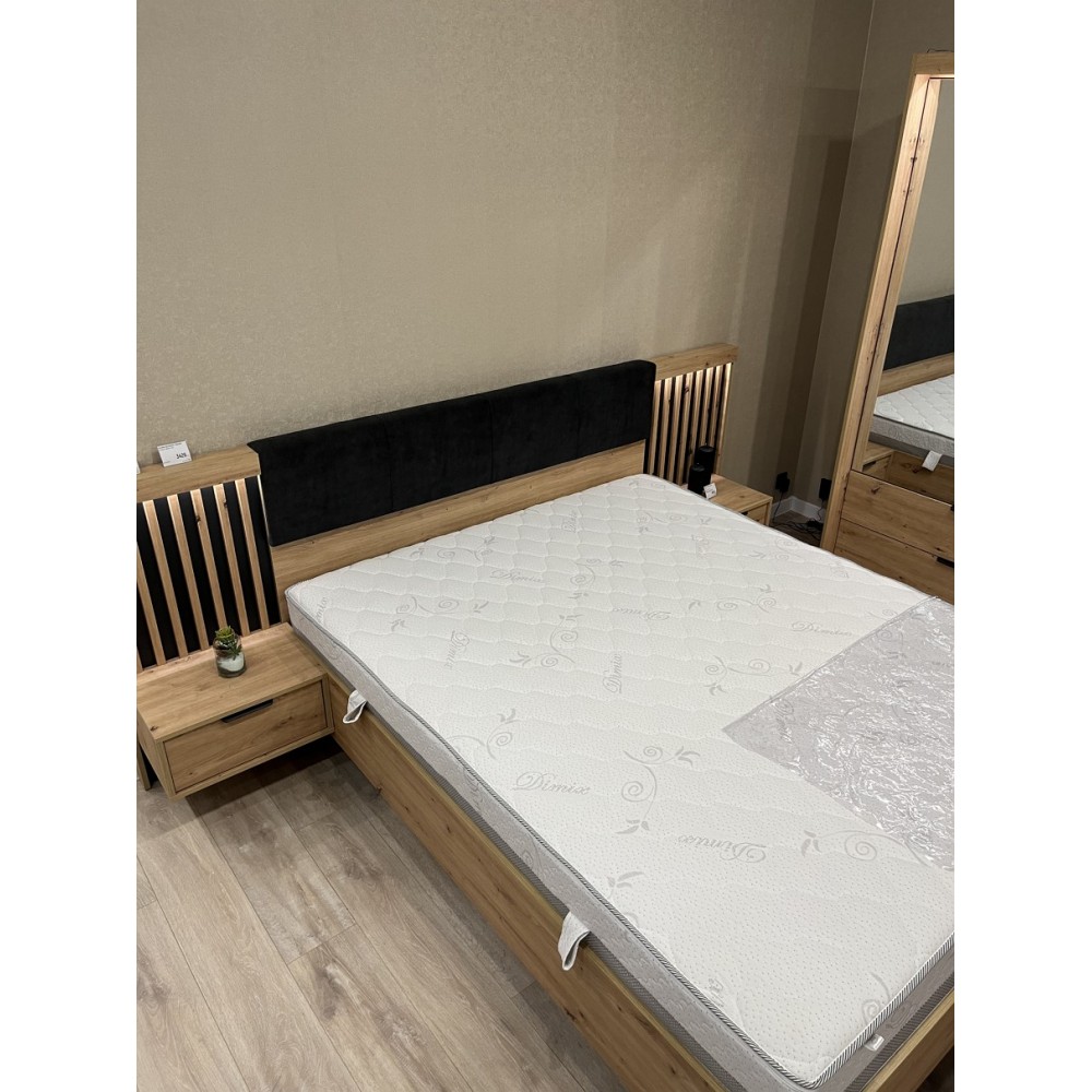 Ліжко (каркас) Perfect Home Таллі / Tally 160 з м'яким ізголів'ям двоспальне Дуб артизан/антрацит (PFH-091099)