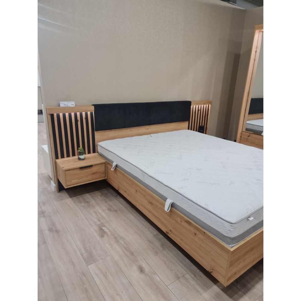 Тумбы прикроватные 2 шт. Perfect Home Талли / Tally с 2 ящиками 1S/51 Дуб артизан/антрацит (PFH-091098)