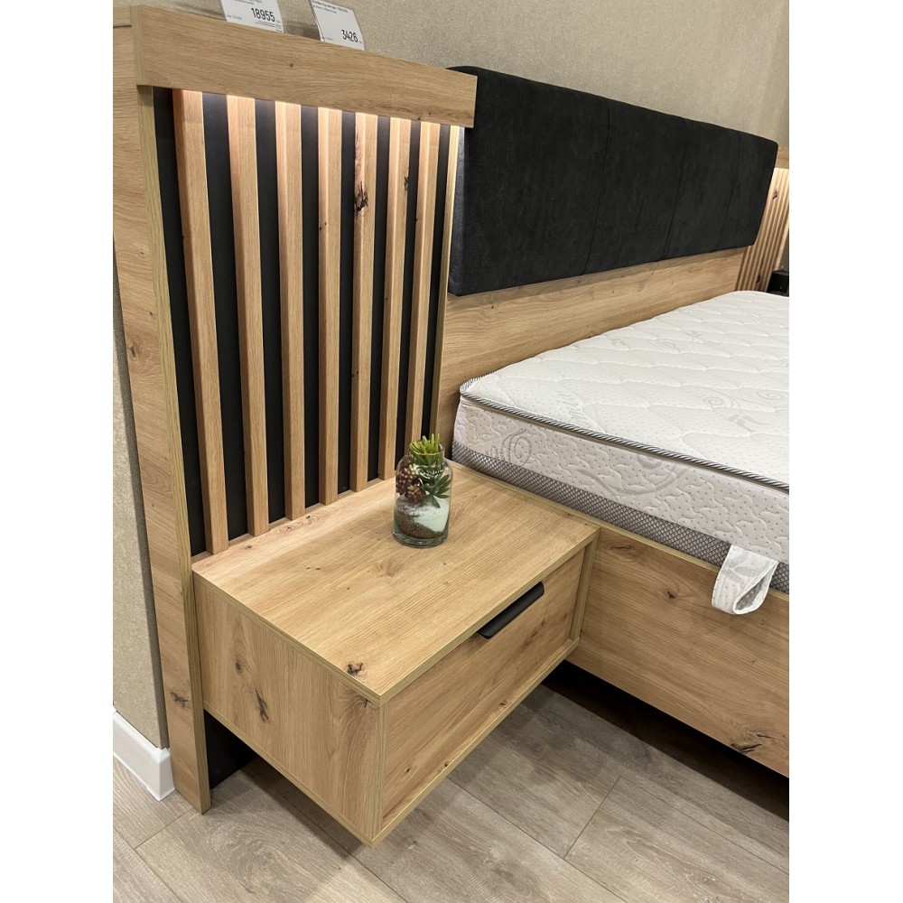 Тумбы прикроватные 2 шт. Perfect Home Талли / Tally с 2 ящиками 1S/51 Дуб артизан/антрацит (PFH-091098)