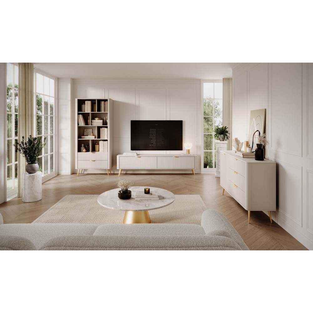 Стеллаж Perfect Home Ланте/Lante 2S с 2 ящиками и золотыми ножками Беж (PFH-091103)