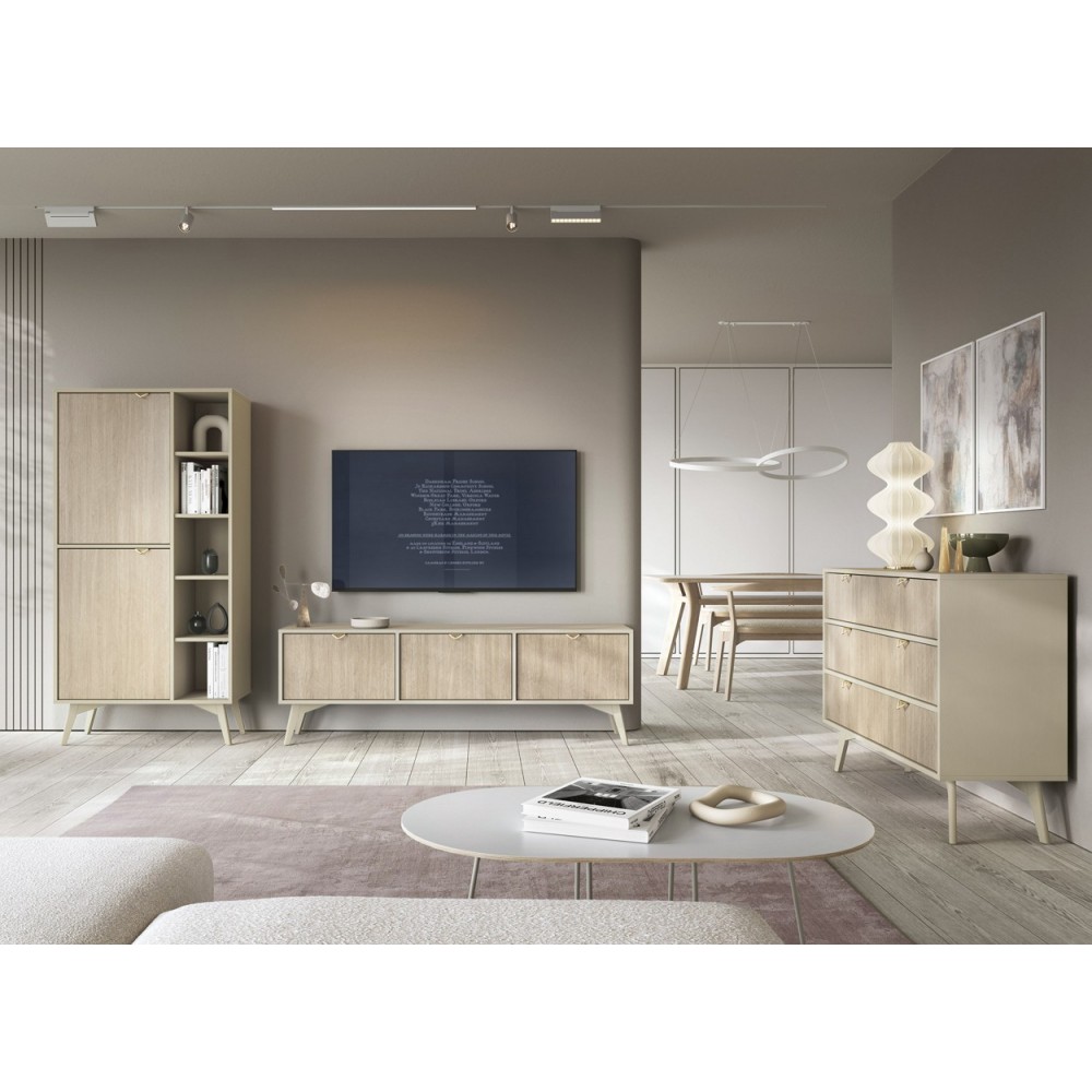 Тумба под ТВ Perfect Home Форест / Forest RTV158 3-дверная Беж песочный/пихта сканди (PFH-091479)