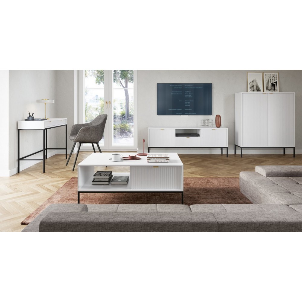 Комод високий Perfect Home Нова / Nova 2-дверний з чорними ніжками K104 Білий (PFH-091232)