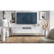 Тумба під телевізор Perfect Home Нова / Nova 2-дверна з 1 шухлядою і золотими ніжками RTV154 Білий (PFH-091224)