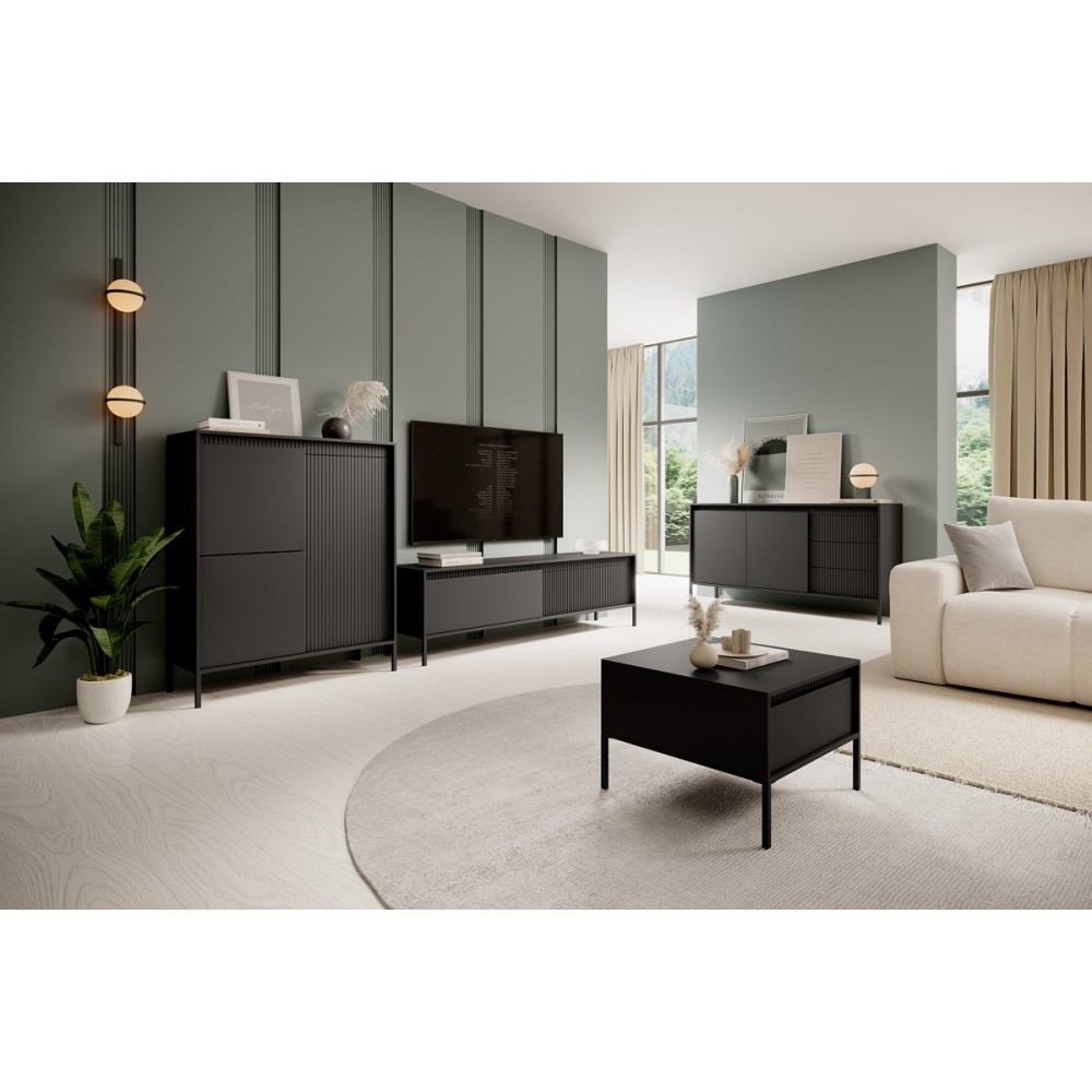Комод высокий Perfect Home Сенсо / Senso 3-дверный 3D Черный (PFH-091134)