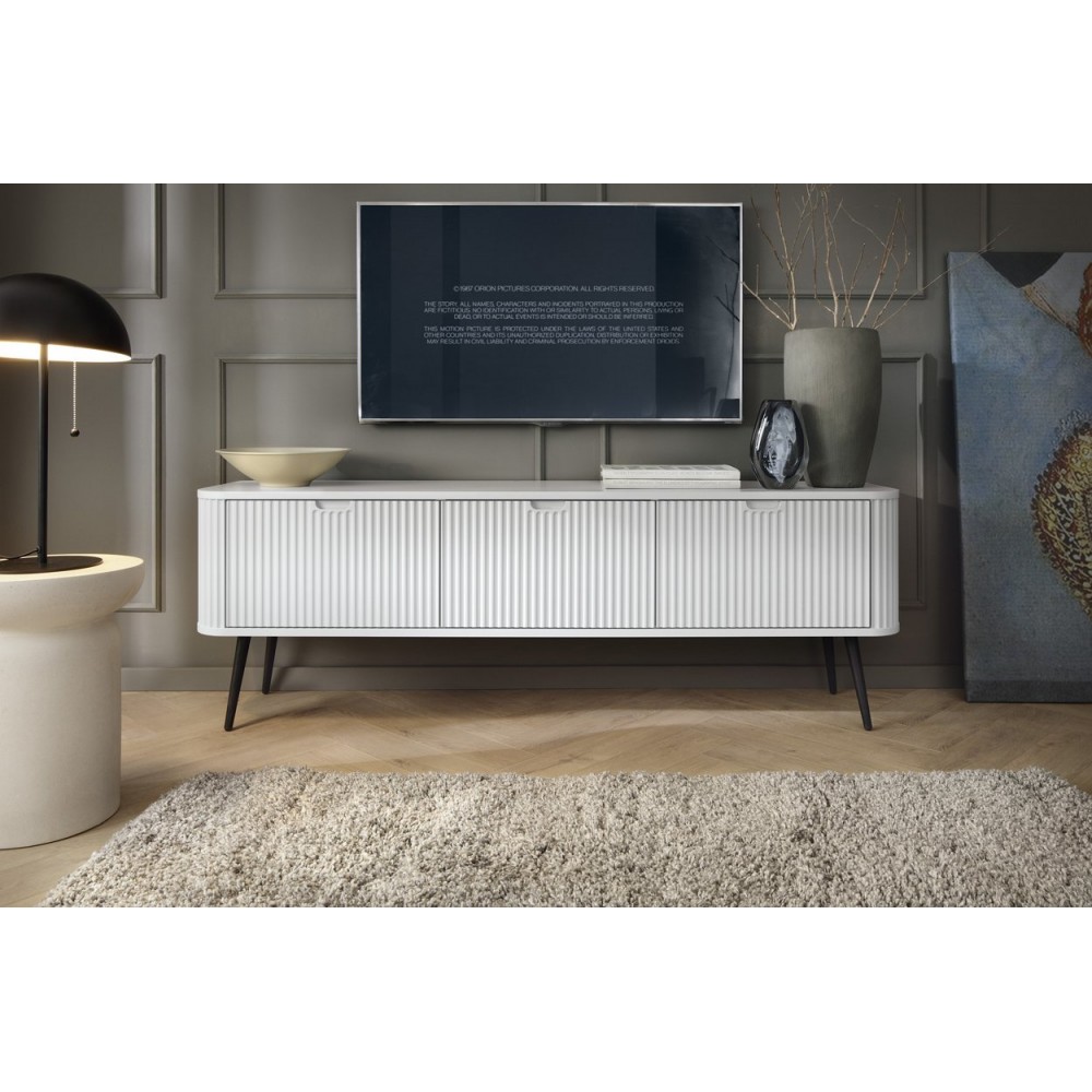 Тумба под телевизор Perfect Home Зова/Zova 3-дверная с черными ножками RTV168 Белый (PFH-091272)