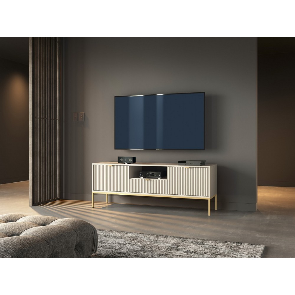 Тумба під телевізор Perfect Home Нова / Nova 2-дверна з 1 шухлядою і золотими ніжками RTV154 Кашемір (PFH-091228)