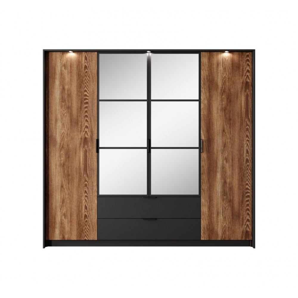Шафа для одягу Perfect Home Мілтон / Milton 4-дверна з дзеркалом 4D2S/220 Каштан/антрацит (PFH-091085)