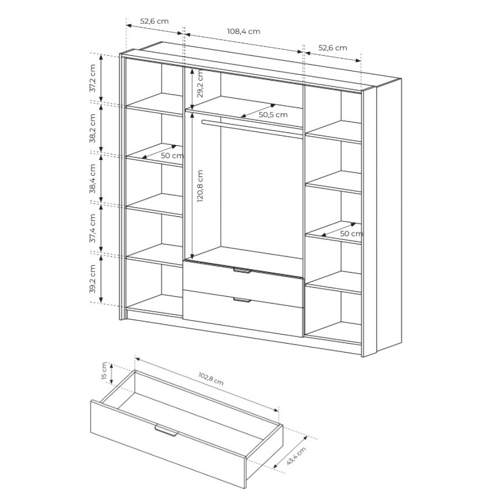 Шафа для одягу Perfect Home Мілтон / Milton 4-дверна з дзеркалом 4D2S/220 Каштан/антрацит (PFH-091085)