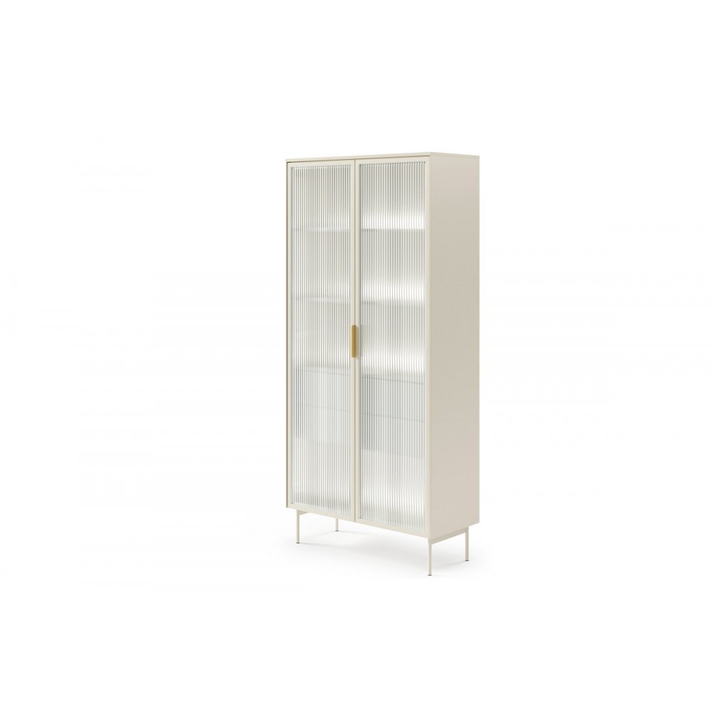 Витрина высокая с подсветкой Perfect Home Луми / Lumi 2D2S/91 2-дверная с 2 ящиками Кашемир (PFH-091382)
