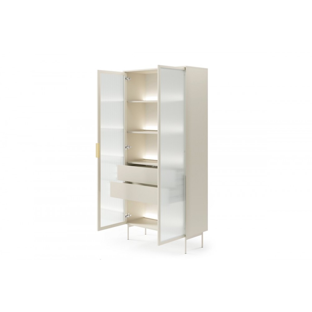 Витрина высокая с подсветкой Perfect Home Луми / Lumi 2D2S/91 2-дверная с 2 ящиками Кашемир (PFH-091382)