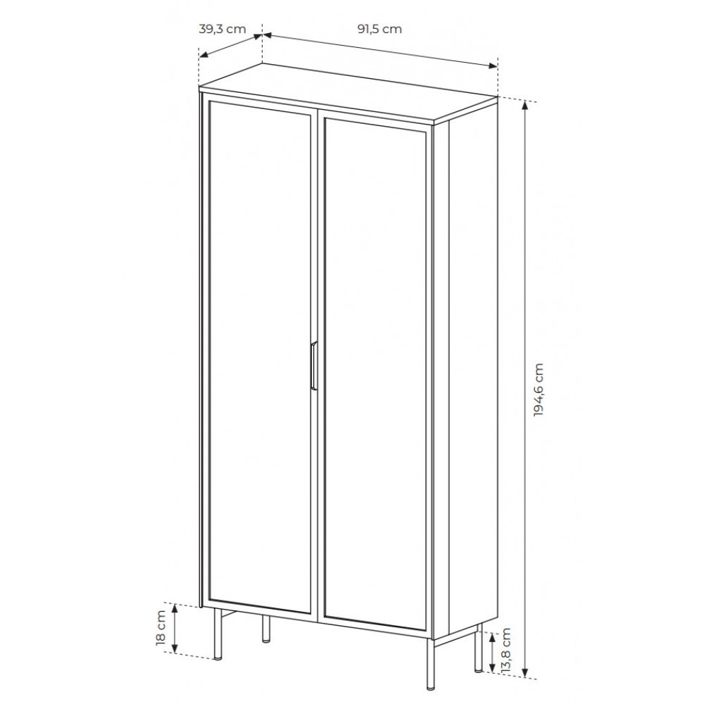 Витрина высокая с подсветкой Perfect Home Луми / Lumi 2D2S/91 2-дверная с 2 ящиками Кашемир (PFH-091382)