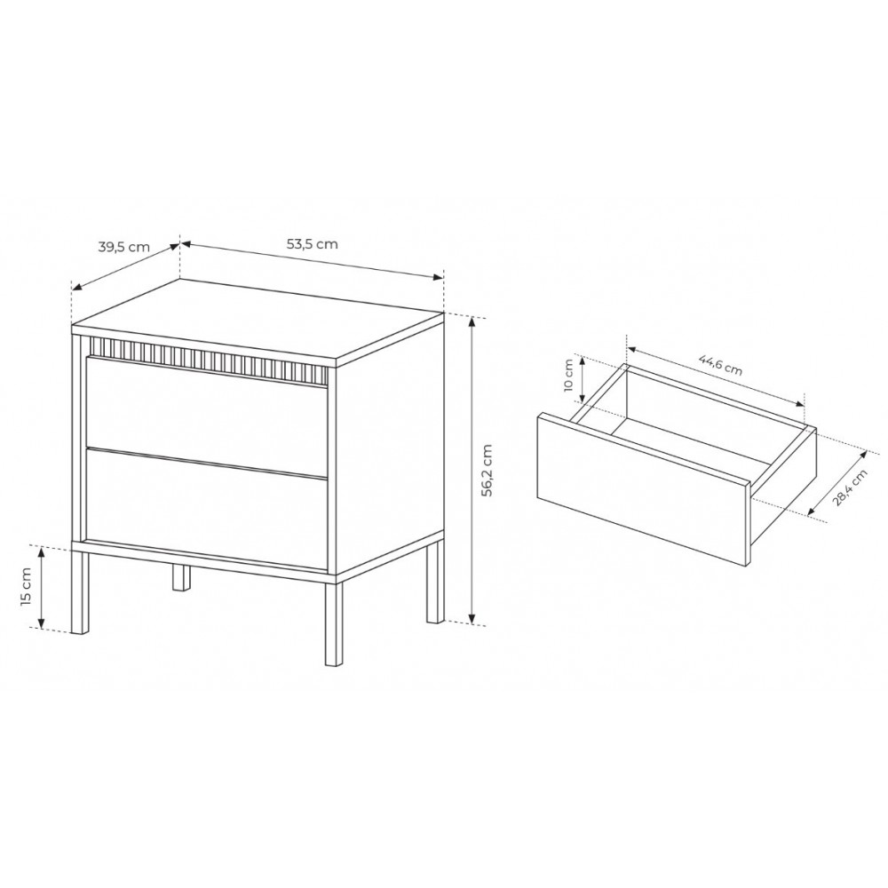 Тумба приліжкова Perfect Home Сенсо / Senso 2S/53 з 2 шухлядами Беж (PFH-092035)
