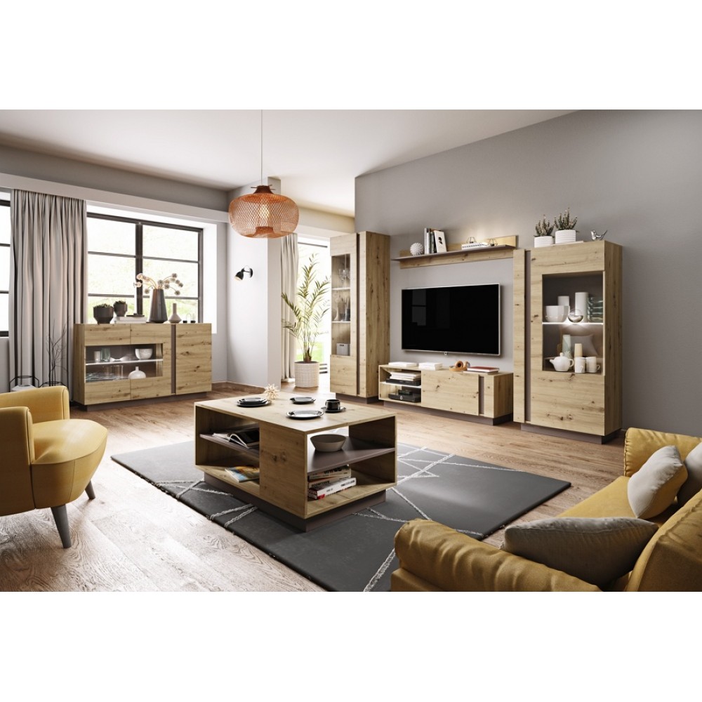 Витрина низкая Perfect Home Арко / Arco 1-дверная 1D1W/72 Дуб артизан/графит (PFH-091060)
