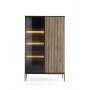 Витрина высокая с подсветкой Perfect Home Сенто / Sento WTSZ104 2-дверная Черный/дуб один (PFH-091491)
