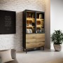 Витрина высокая с подсветкой Perfect Home Ланг/Lang 4-дверная 4D2W/100 Черный/дуб эвок (PFH-091140)
