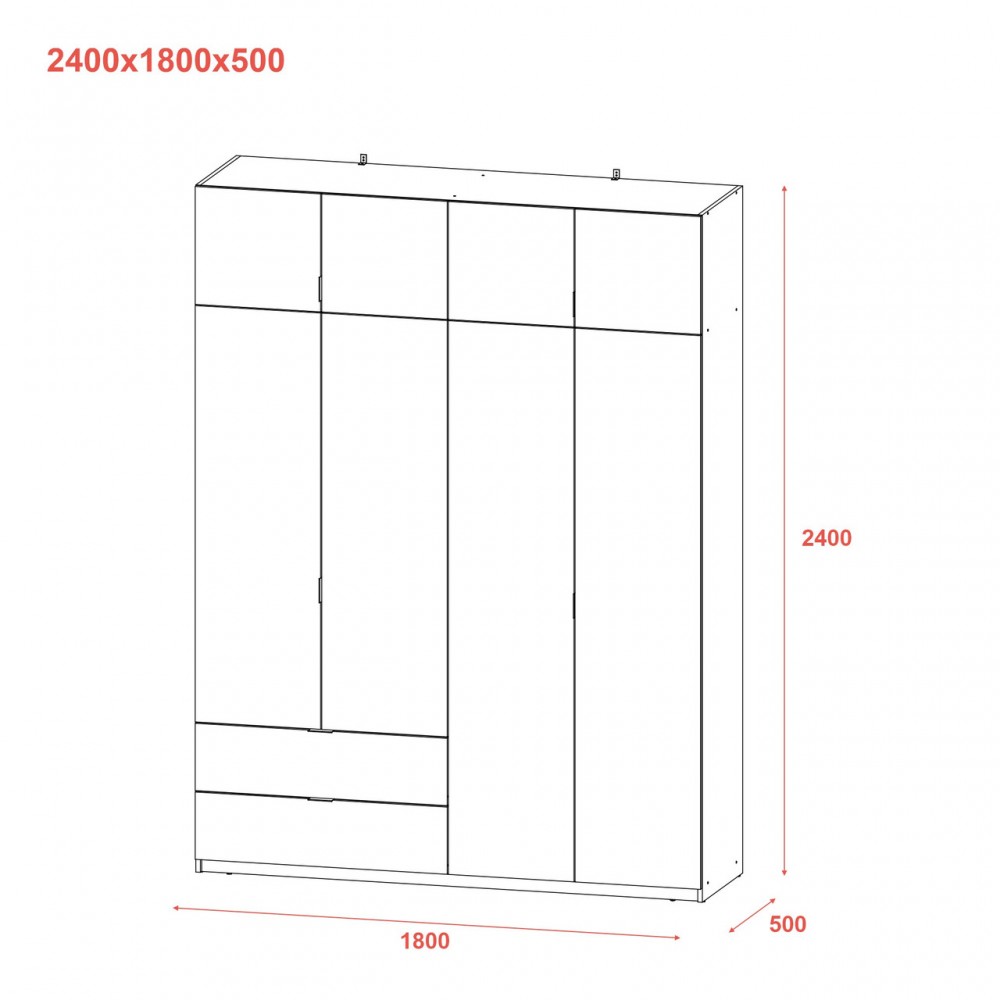 Шкаф распашной с антресолью Doros Лукас 180х50х240 см Канноло (DRS-011882)