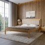 Двоспальне дерев'яне ліжко Mebigrand Пекін П1 Горіх світлий/Аляска 23 (Бежевий) 180х200 см (MBG-16677)