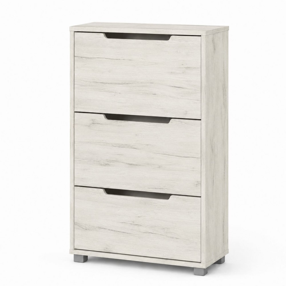 Тумба для взуття з ящиками LION ТО-2 70,4x28,2x123,4 см Дуб Крафт Білий (LION-045332)